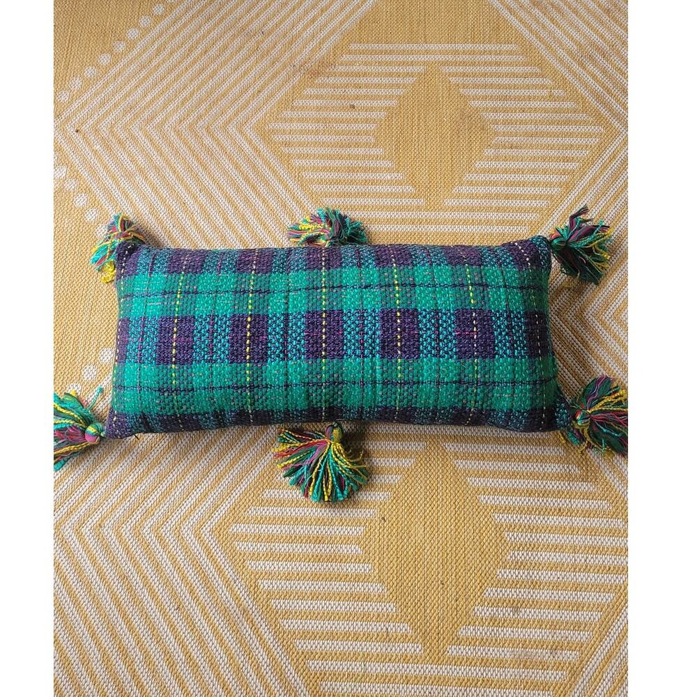 Anthropologie Valentina lumbar GREEN tassel Pillow. NEW